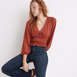 MADEWELL Julianne‎ Smocked-Waist Top NG918 XXS
